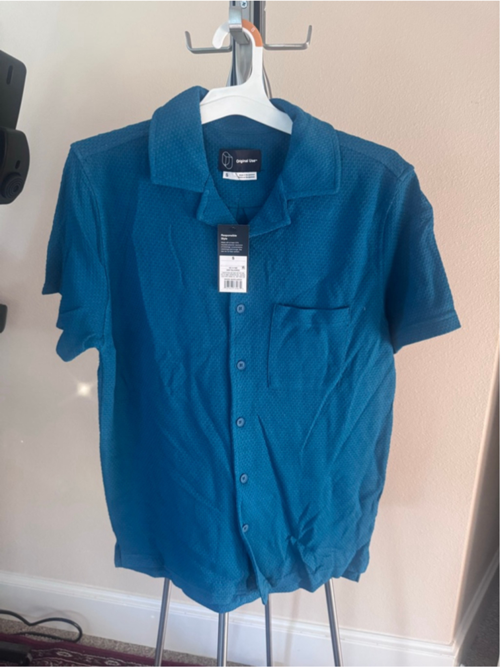 Original Use Men's Teal Casual Button Down Shirt Small